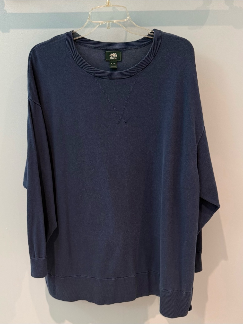Roots Blue Crewneck Cotton Oversized Sweater